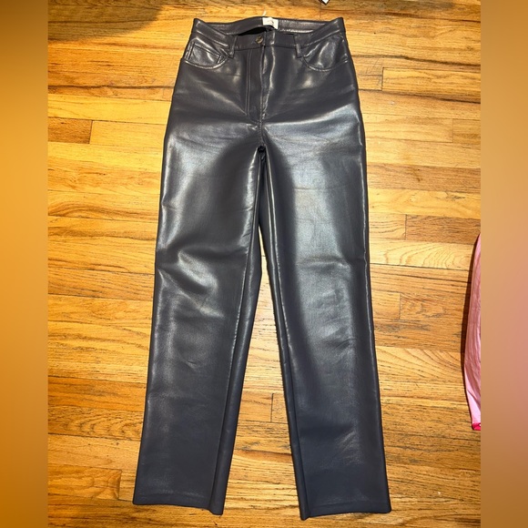Aritzia Wilfred Gray Leather Pants Womens Size 8 - Picture 4 of 10